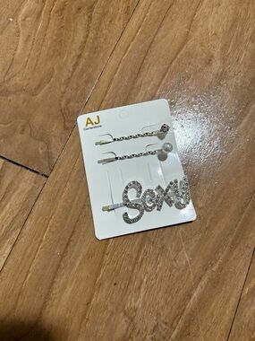 Silver 'Sexy' Crystal Hair Pin Set
